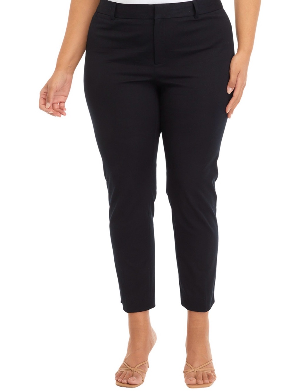 Crown & Ivy Plus Size 22W Black Cary Fly Front Pants